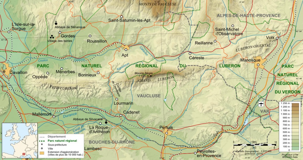 Carte du Parc Naturel Régional du Luberon